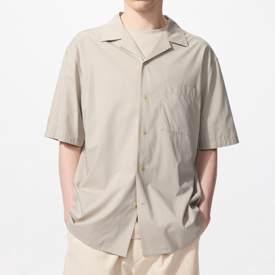 UNIQLO Modal Cotton Open Collar Shirt (Short Sleeve)