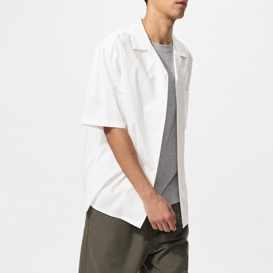 UNIQLO Modal Cotton Open Collar Shirt (Short Sleeve)