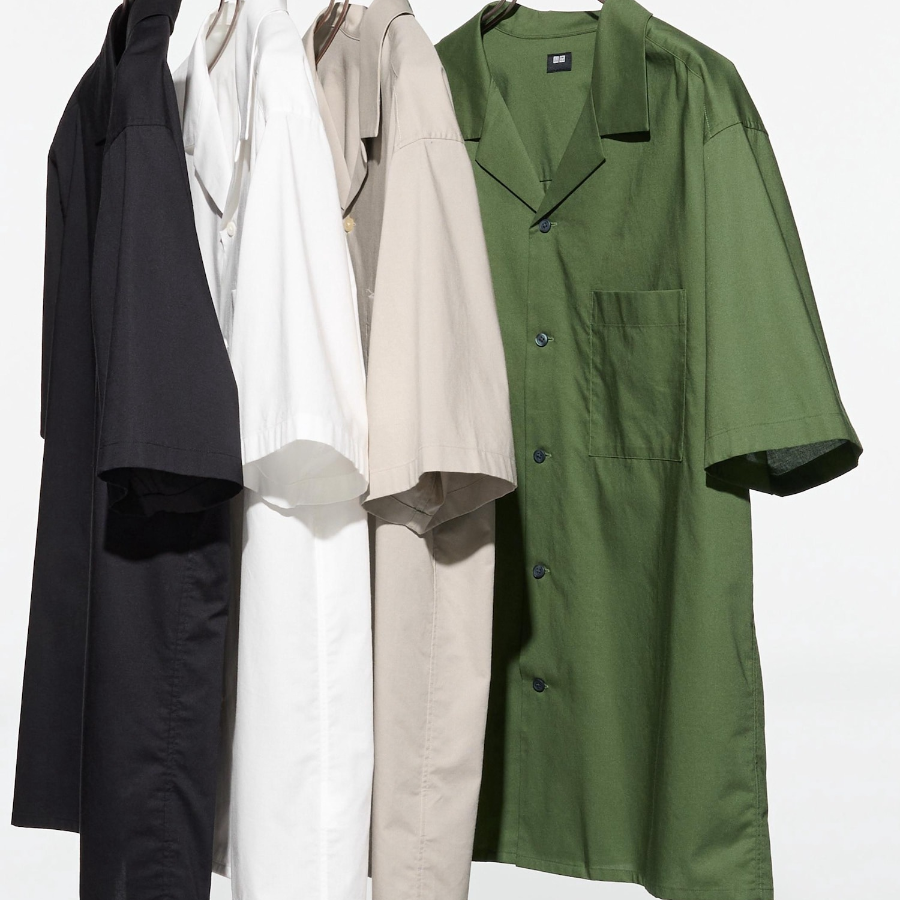 UNIQLO Modal Cotton Open Collar Shirt (Short Sleeve)