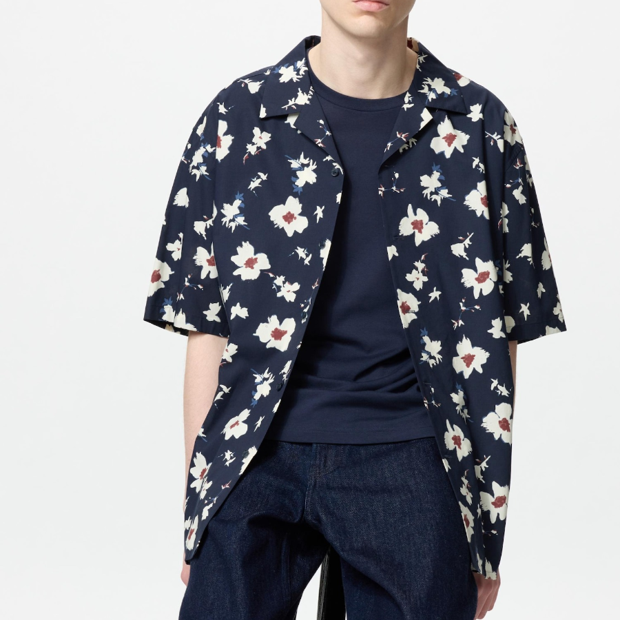UNIQLO Modal Cotton Open Collar Shirt (Short Sleeve) Print B