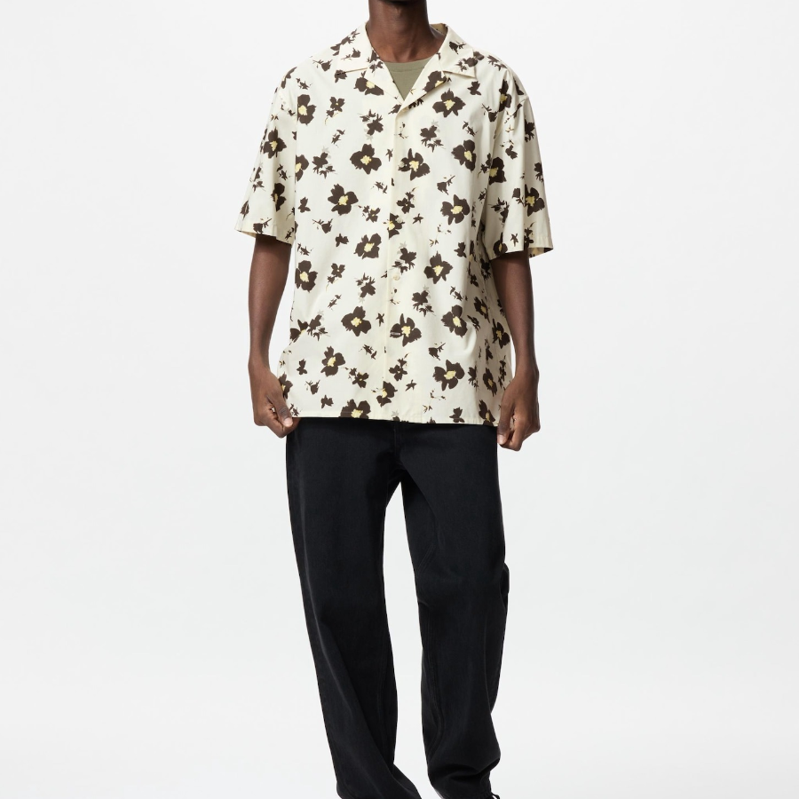 UNIQLO Modal Cotton Open Collar Shirt (Short Sleeve) Print B