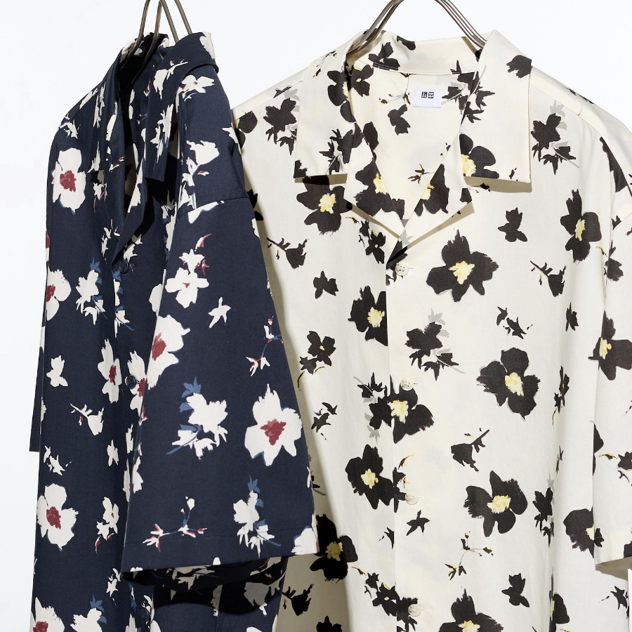 UNIQLO Modal Cotton Open Collar Shirt (Short Sleeve) Print B