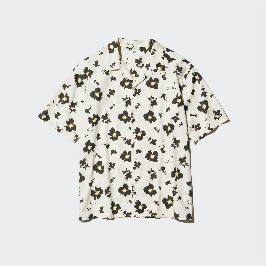 UNIQLO Modal Cotton Open Collar Shirt (Short Sleeve) Print B