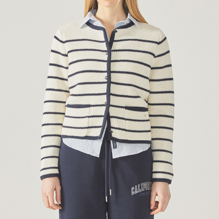 WHO.A.U — кардиган Stripe Button Outer Cardigan
