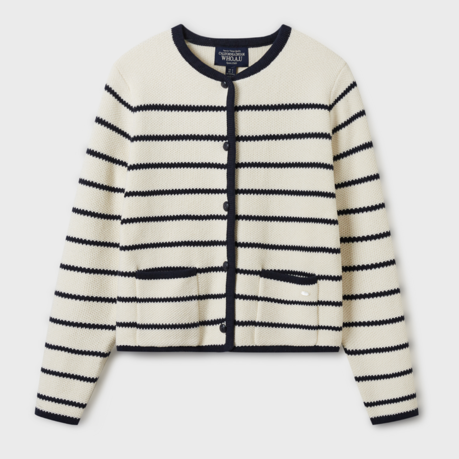 WHO.A.U — кардиган Stripe Button Outer Cardigan
