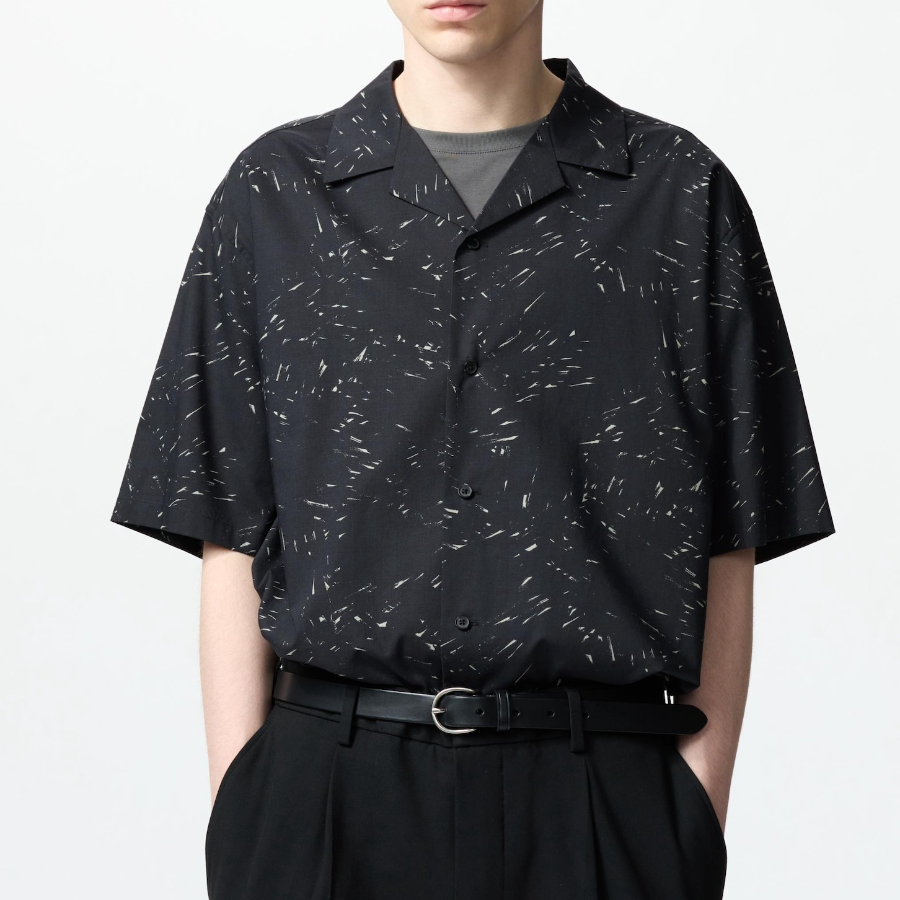 UNIQLO Modal Cotton Open Collar Shirt (Short Sleeve) Print A