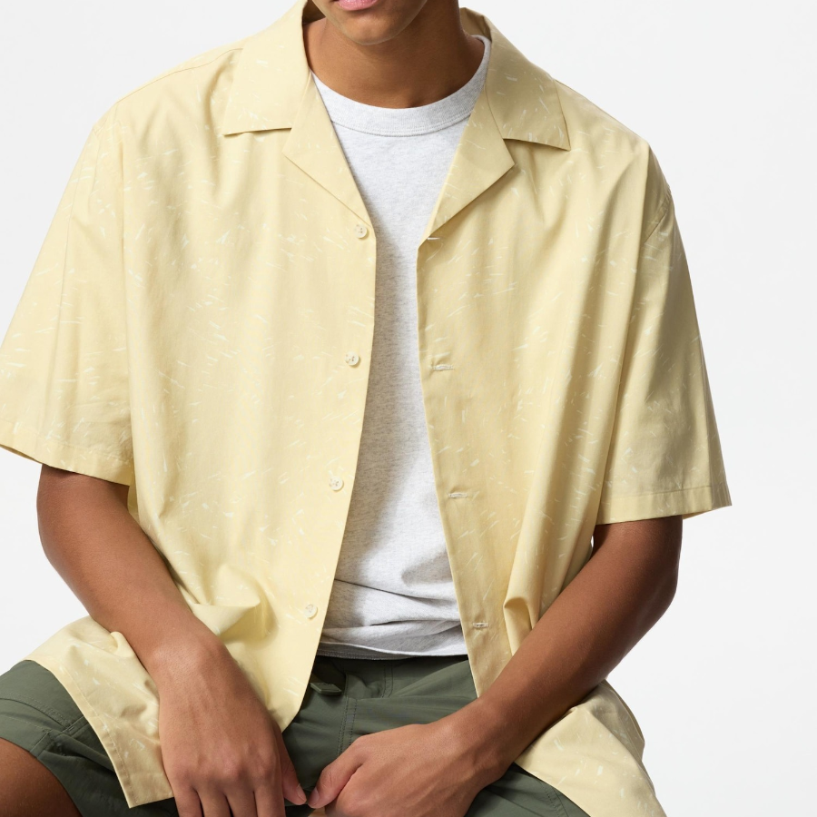 UNIQLO Modal Cotton Open Collar Shirt (Short Sleeve) Print A