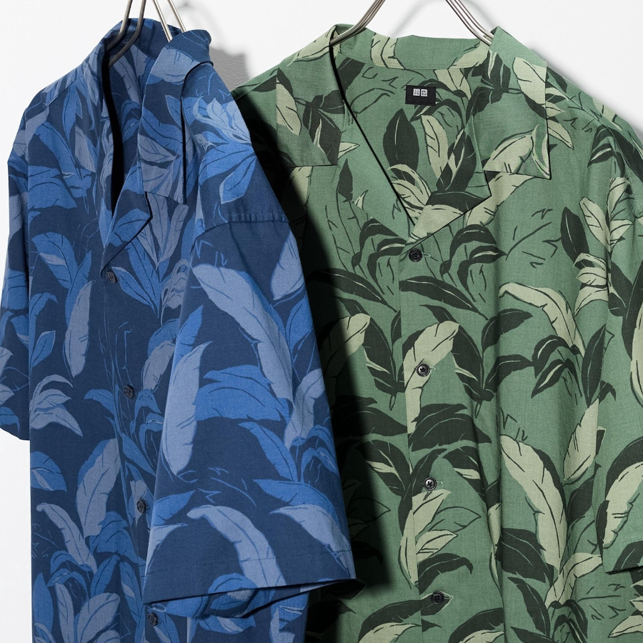 UNIQLO Modal Cotton Open Collar Shirt (Short Sleeve) Print C