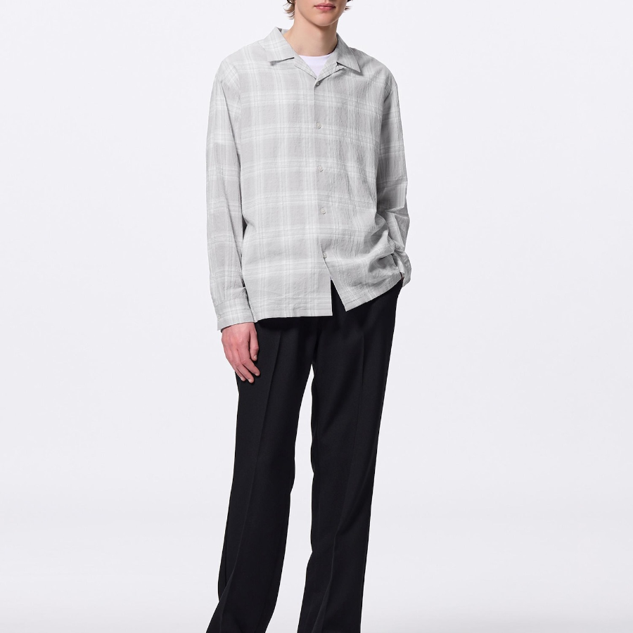 UNIQLO GU Texture Open Collar Check Shirt