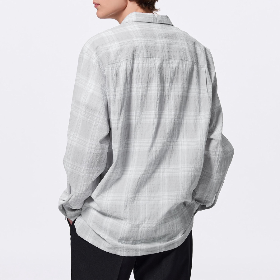 UNIQLO GU Texture Open Collar Check Shirt