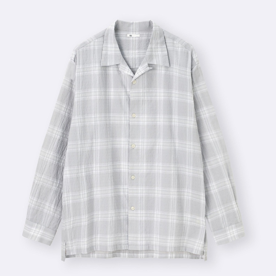 UNIQLO GU Texture Open Collar Check Shirt