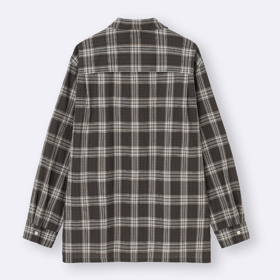 UNIQLO GU Texture Open Collar Check Shirt