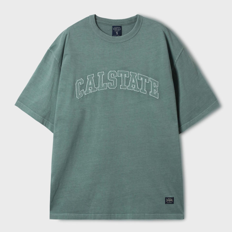 WHO.A.U Dyed Embroidery Letter T-shirt