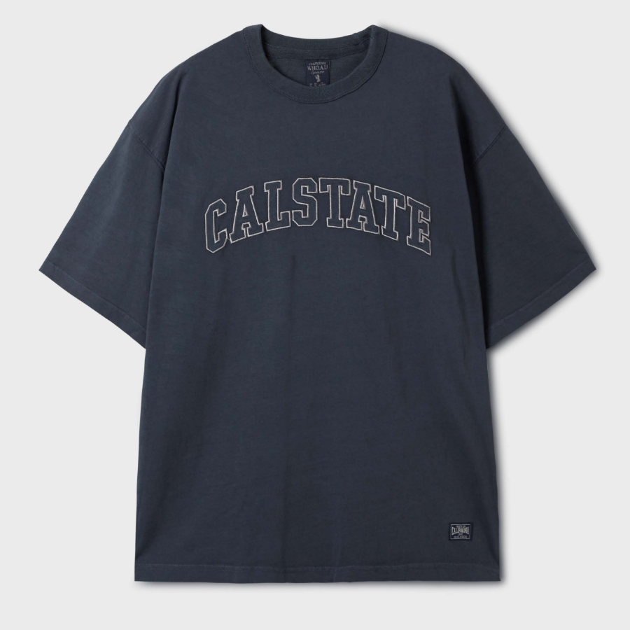 WHO.A.U Dyed Embroidery Letter T-shirt