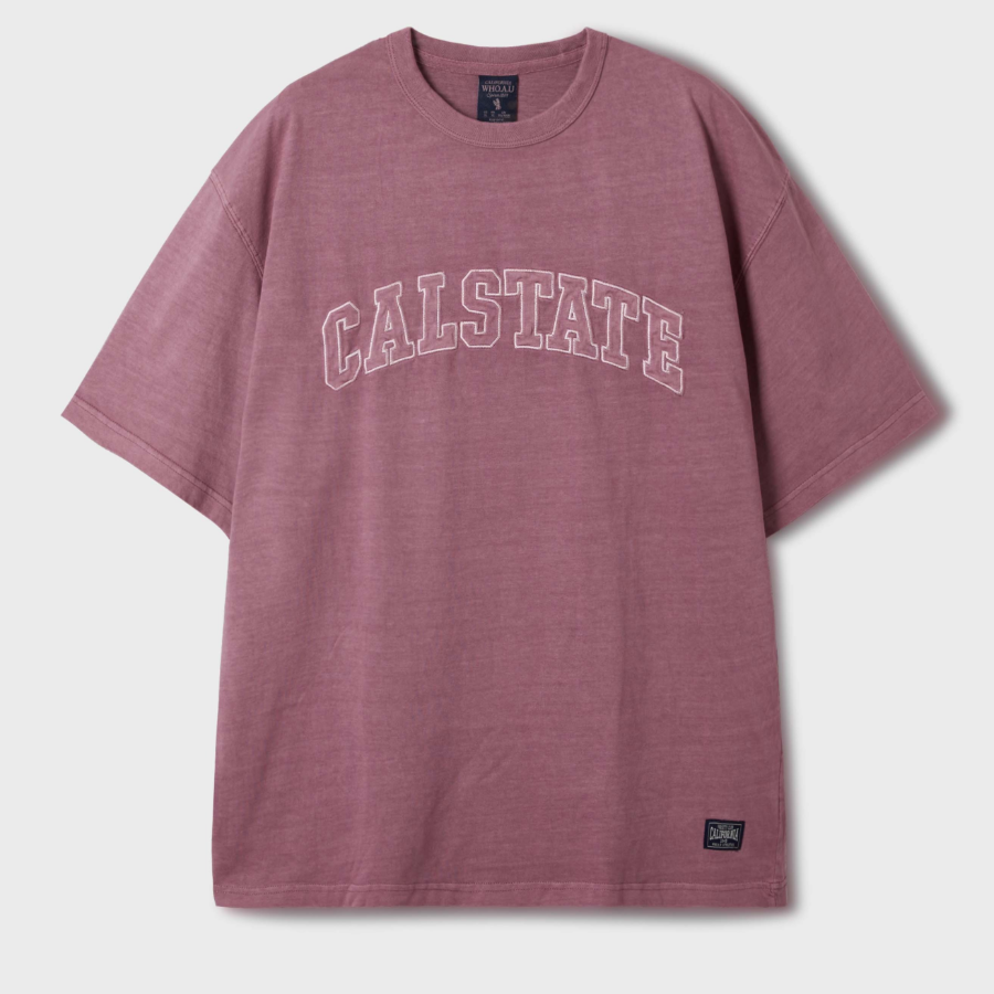 WHO.A.U Dyed Embroidery Letter T-shirt