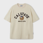 WHO.A.U Steve Campus Arch Letter T-shirt [B]