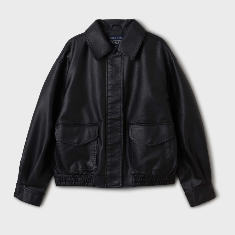 WHO.A.U — куртка Fake Leather Crop Jacket