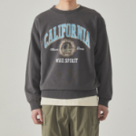 WHO.A.U Garment Dyed Graphic Sweatshirt