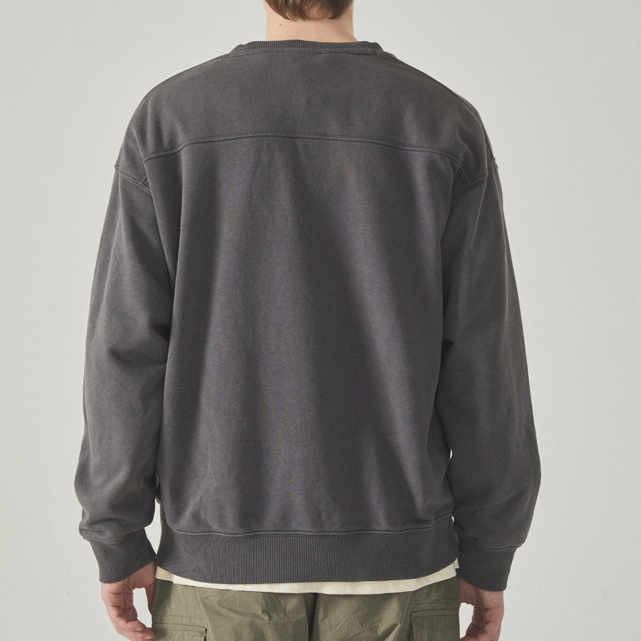 WHO.A.U Garment Dyed Graphic Sweatshirt