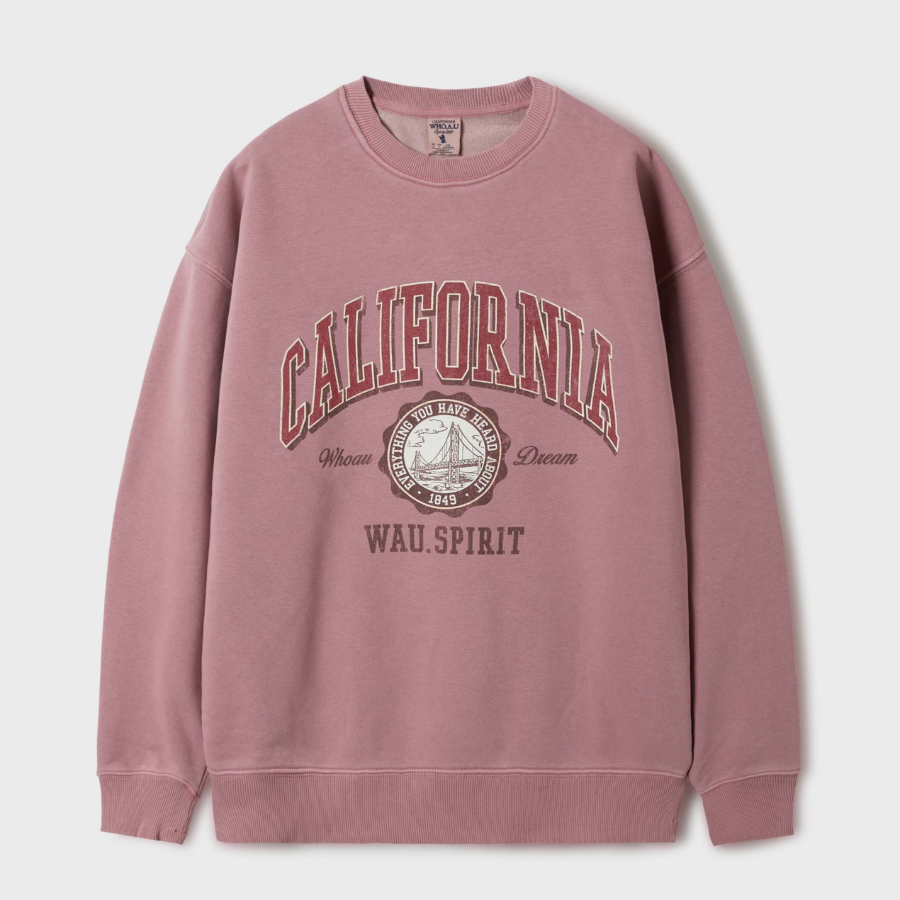 WHO.A.U Garment Dyed Graphic Sweatshirt
