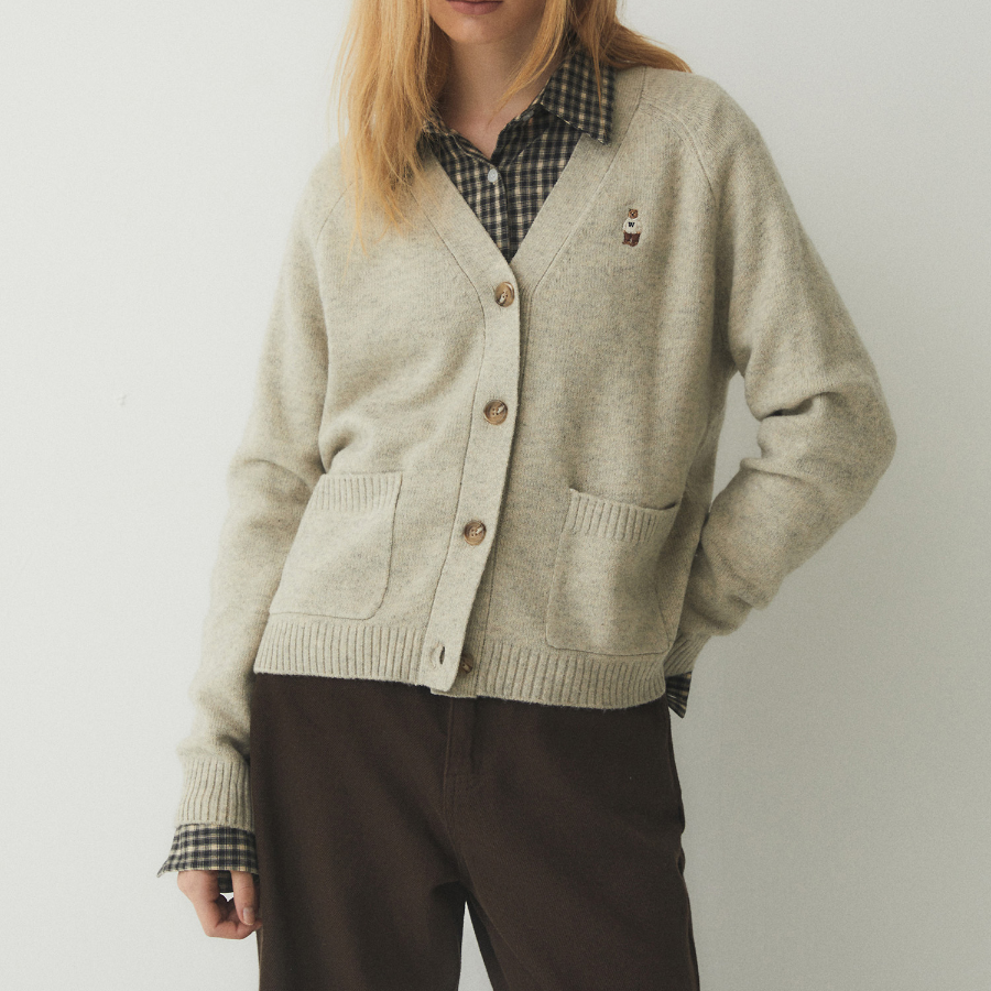 WHO.A.U — кардиган Bokashi Wool V-neck Loosefit Cardigan
