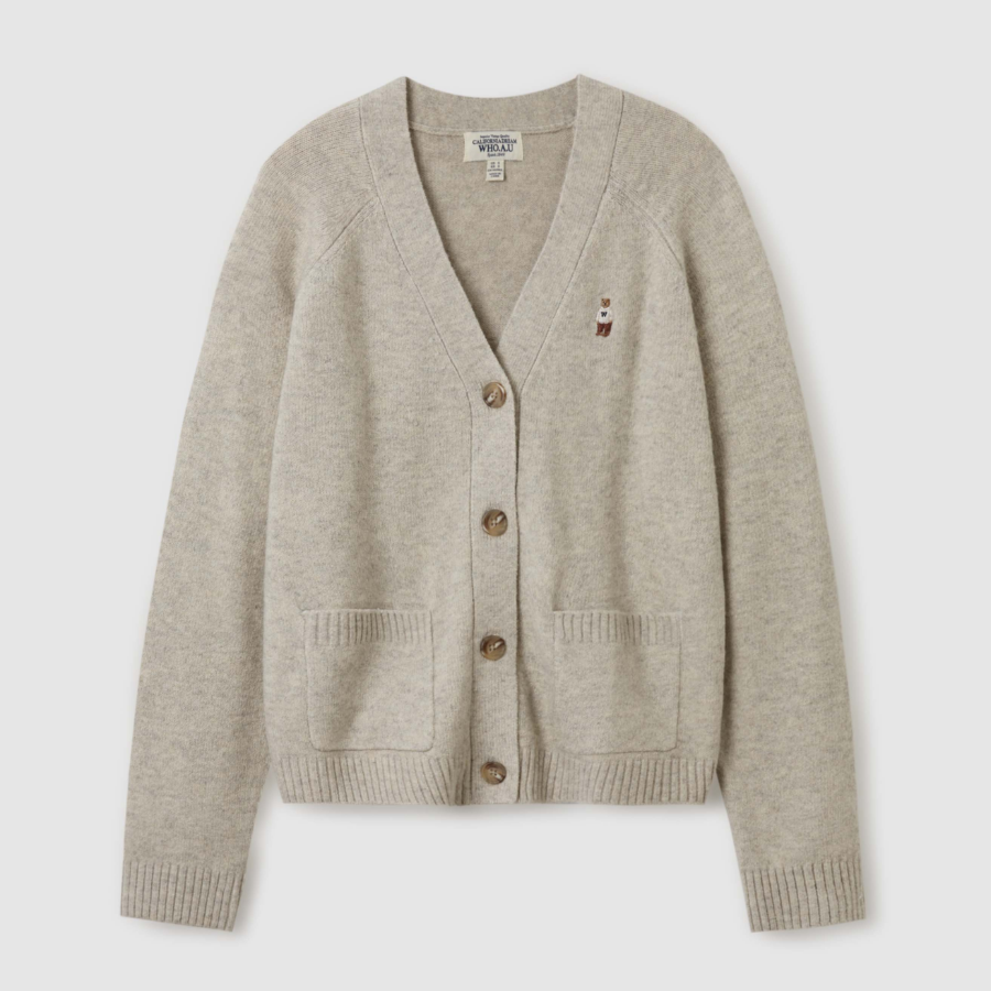 WHO.A.U — кардиган Bokashi Wool V-neck Loosefit Cardigan