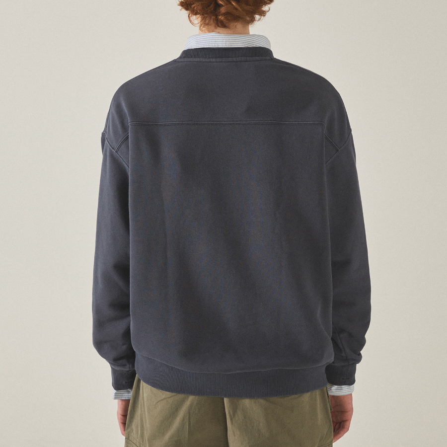 WHO.A.U Garment Dyed Graphic Sweatshirt