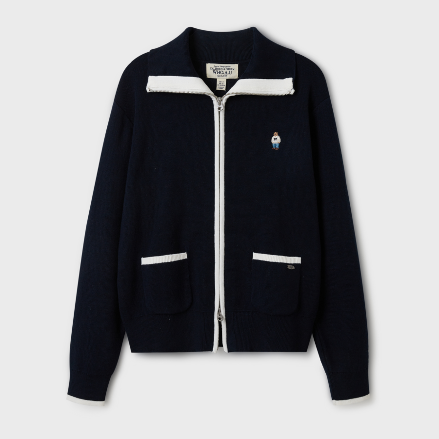 WHO.A.U — кардиган Steve Big Collar Zip-up Cardigan