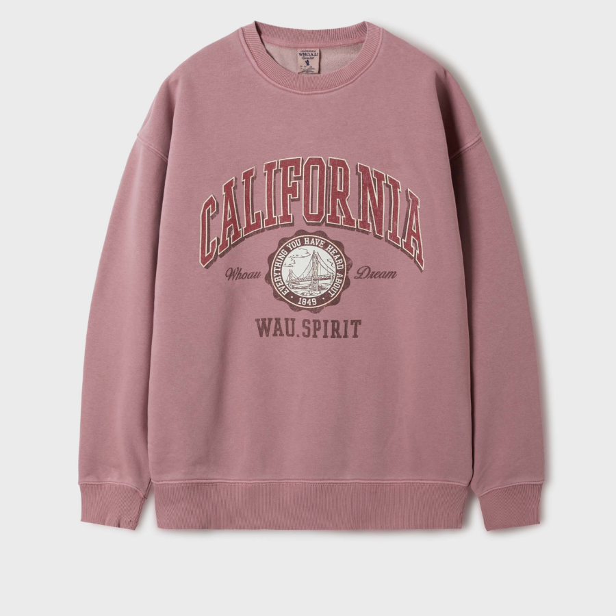 WHO.A.U Garment Dyed Graphic Sweatshirt