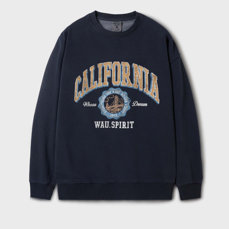 WHO.A.U Garment Dyed Graphic Sweatshirt
