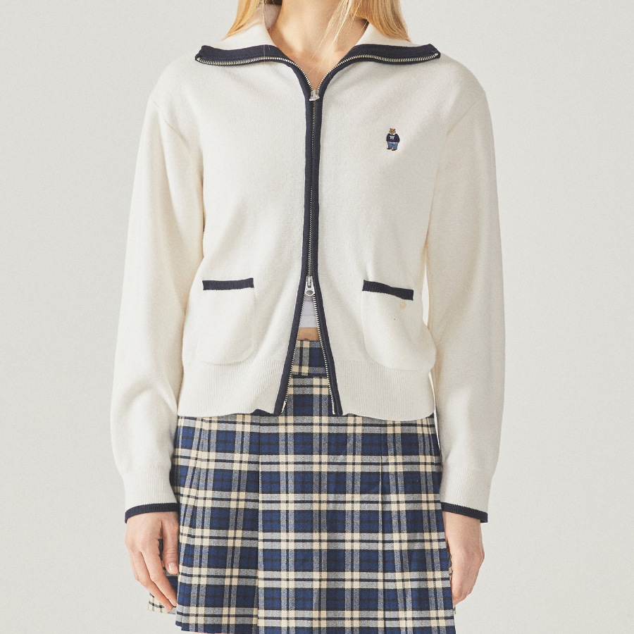 WHO.A.U — кардиган Steve Big Collar Zip-up Cardigan