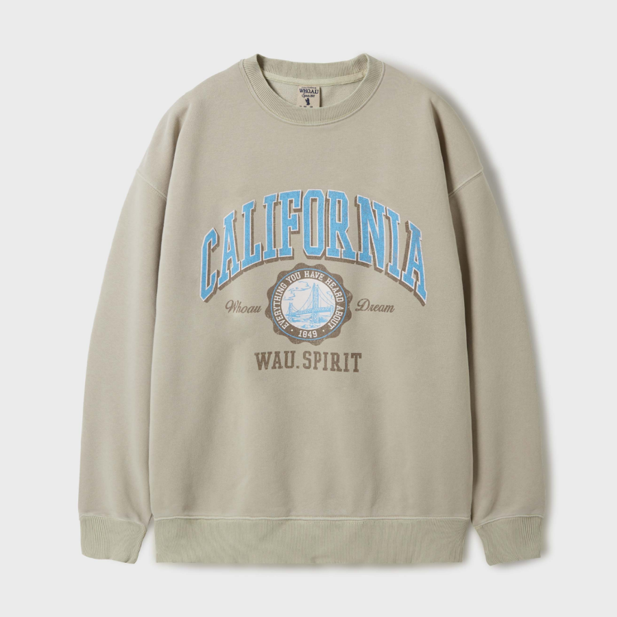 WHO.A.U Garment Dyed Graphic Sweatshirt