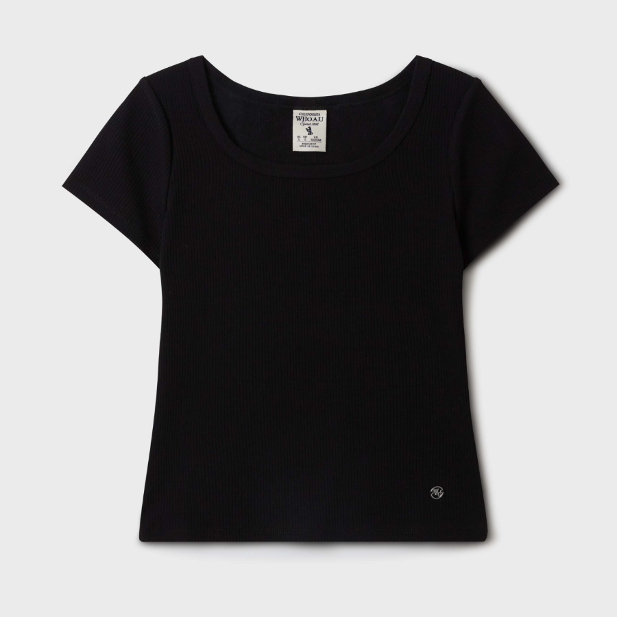 WHO.A.U — футболка Ribbed Square Neck T-shirt