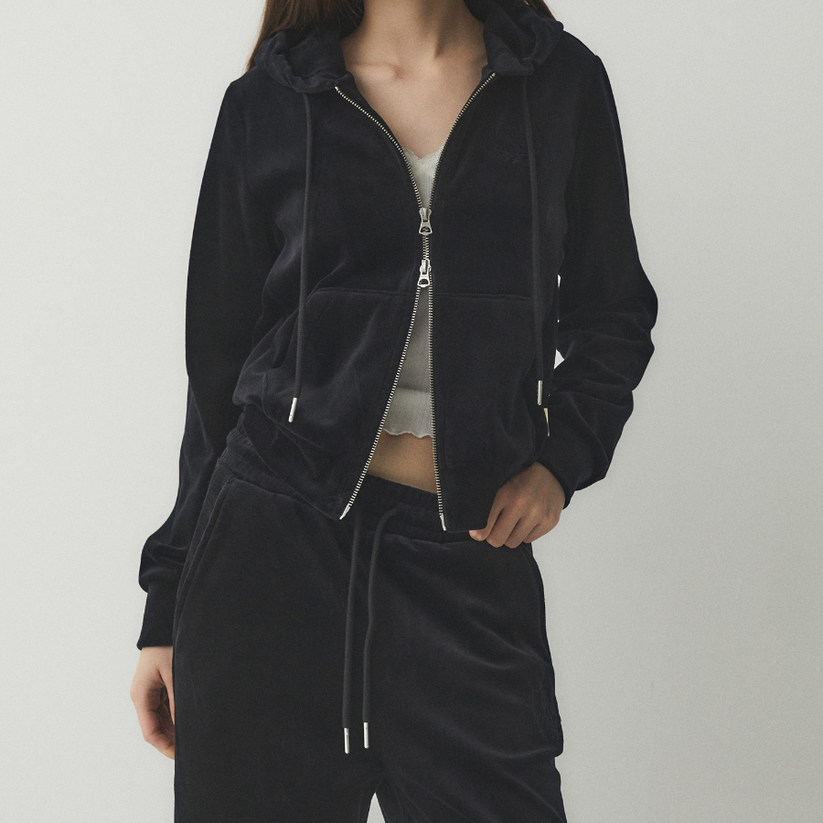 WHO.A.U — худи на молнии Velour Embroidery Hood Zip-up