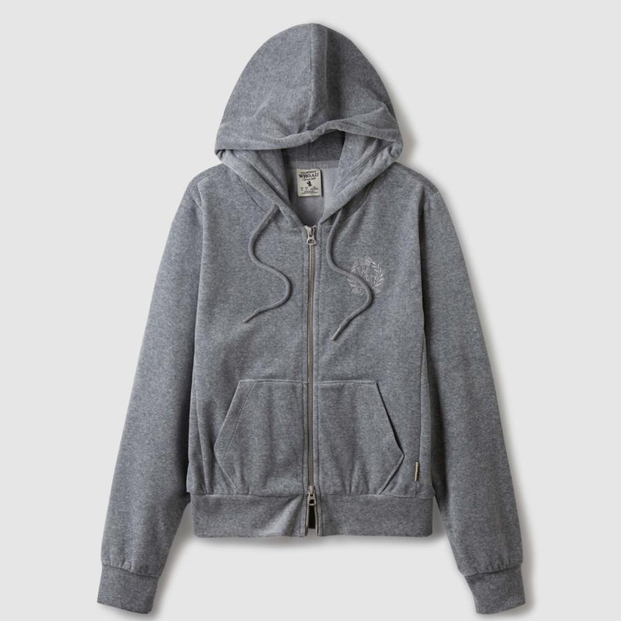 WHO.A.U — худи на молнии Velour Embroidery Hood Zip-up