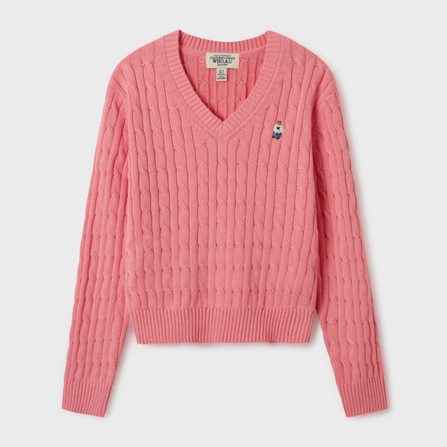 WHO.A.U — вязаный свитер Steve V-neck Cable Sweater