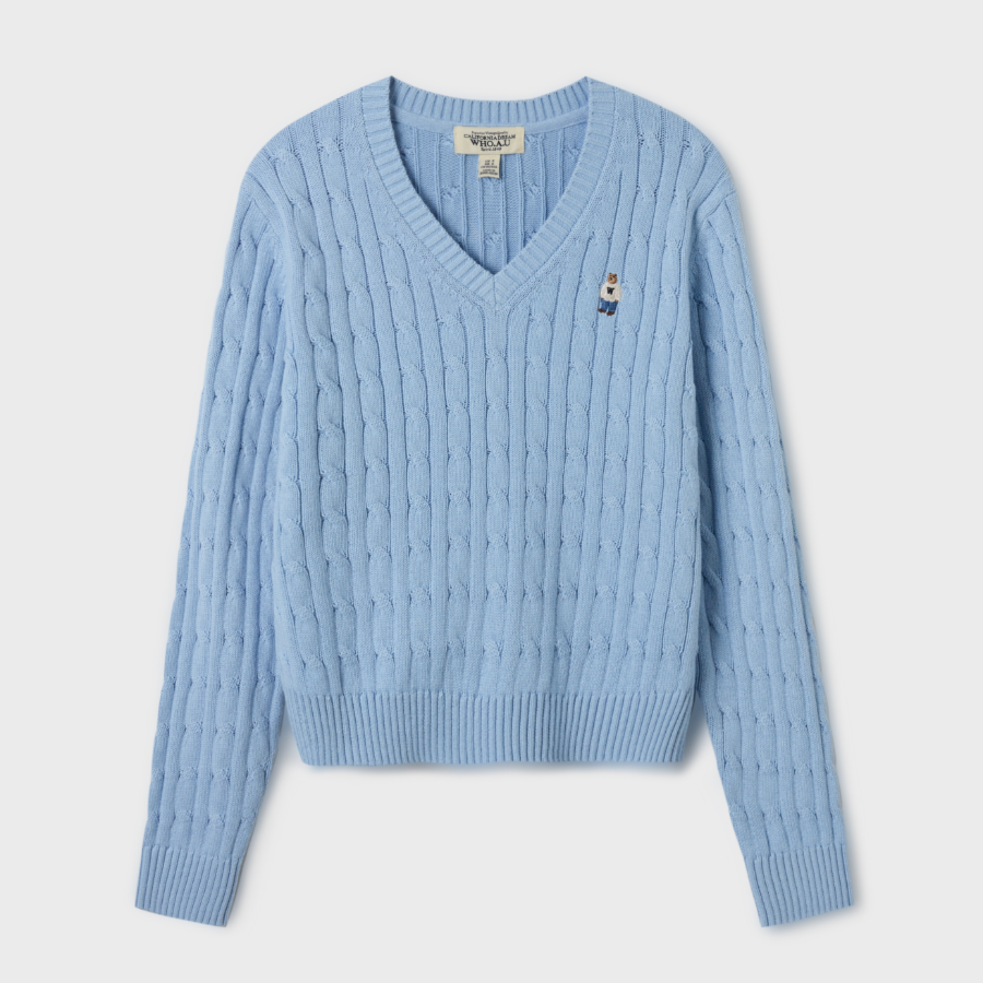 WHO.A.U — вязаный свитер Steve V-neck Cable Sweater