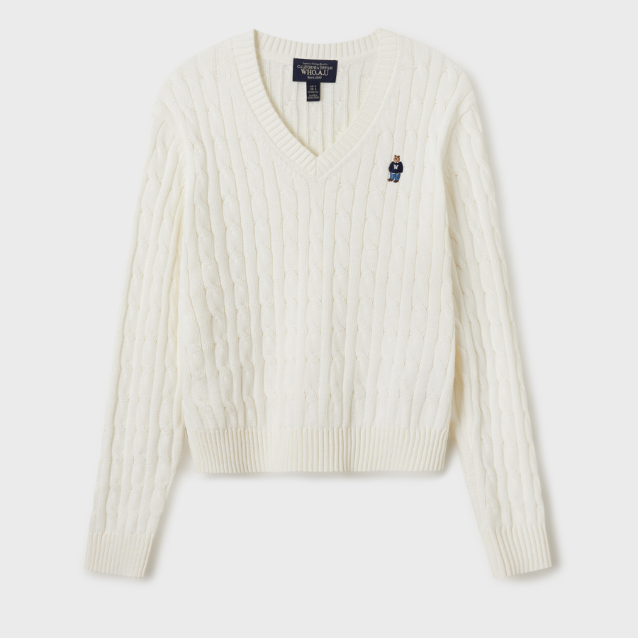 WHO.A.U — вязаный свитер Steve V-neck Cable Sweater