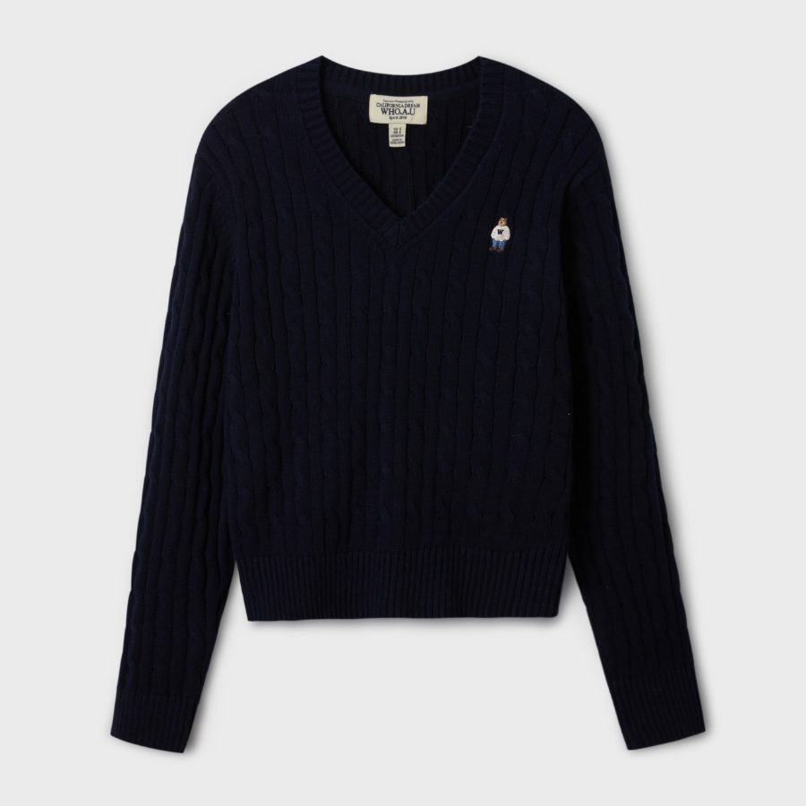 WHO.A.U — вязаный свитер Steve V-neck Cable Sweater