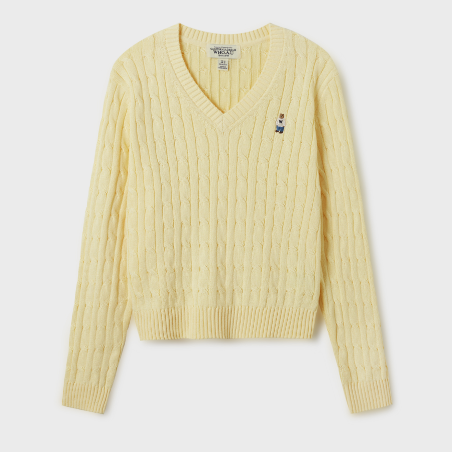 WHO.A.U — вязаный свитер Steve V-neck Cable Sweater