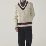 WHO.A.U Tilden V-neck Cable Sweater