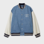 WHO.A.U Denim Varsity Jacket