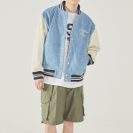 WHO.A.U Denim Varsity Jacket