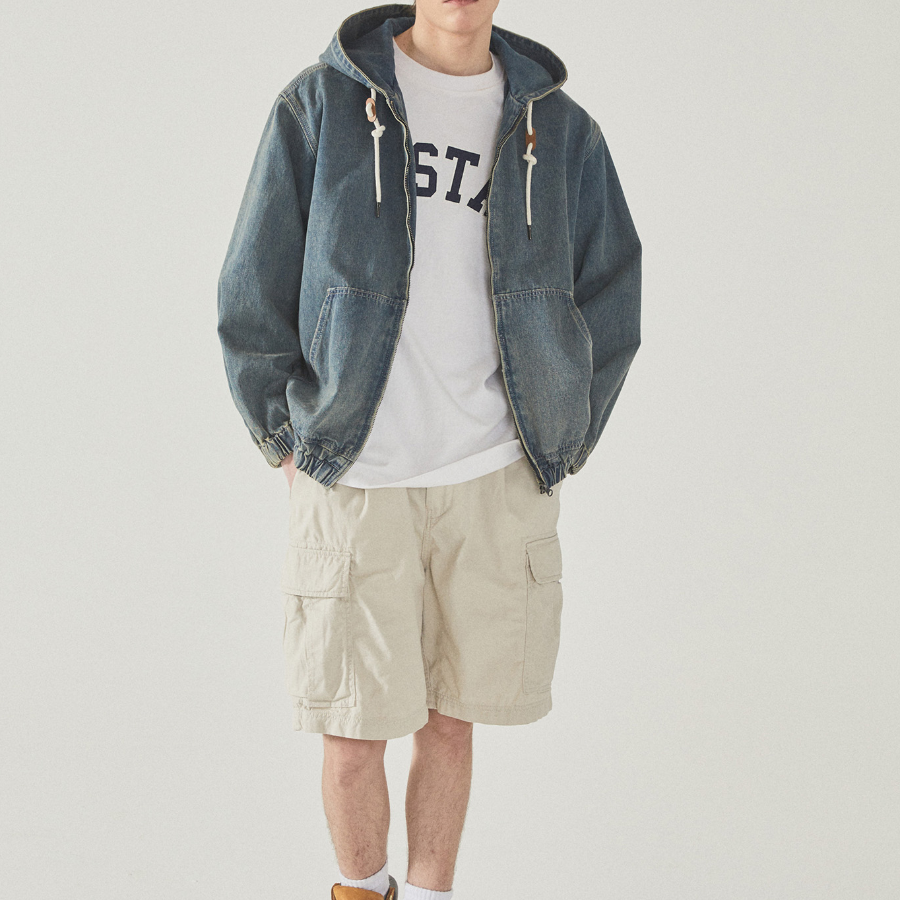 WHO.A.U Denim Hoodie Zip-Up