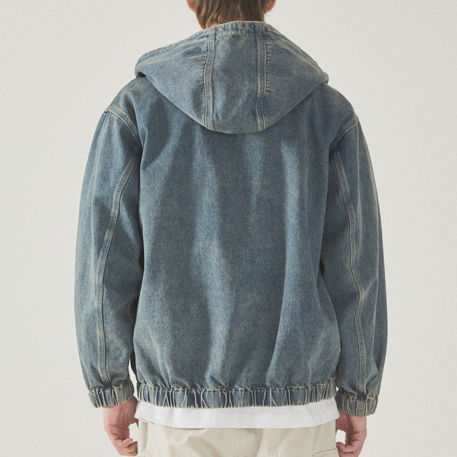 WHO.A.U Denim Hoodie Zip-Up