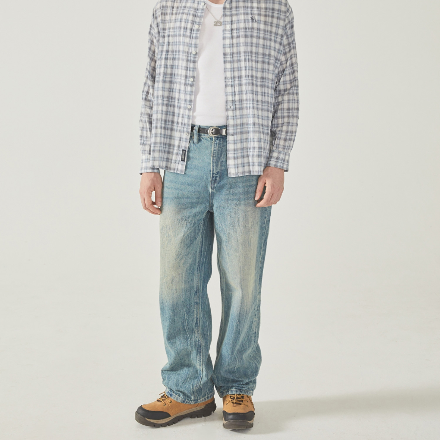 WHO.A.U VintageWashing Over Wide Denim Pants (M)
