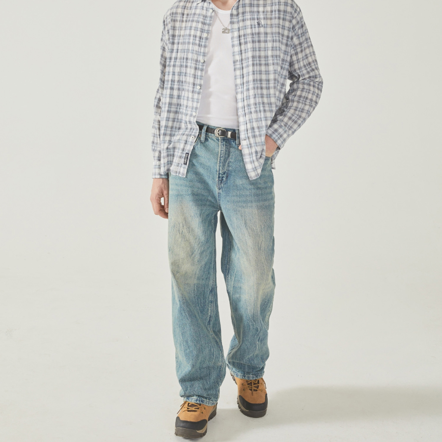 WHO.A.U VintageWashing Over Wide Denim Pants (M)