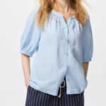 Uniqlo – блузка Linen Blend Volume Sleeve Blouse (короткий рукав)