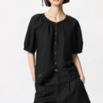 Uniqlo – блузка Linen Blend Volume Sleeve Blouse (короткий рукав)