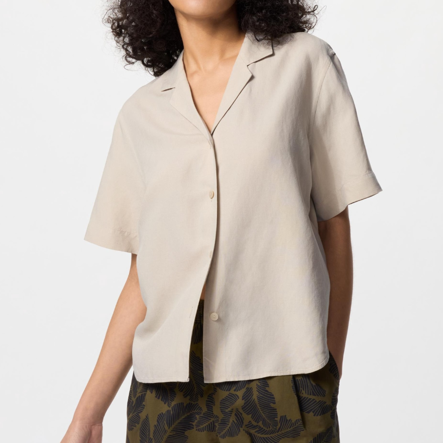 Uniqlo – рубашка Linen Blend Open Collar Shirt